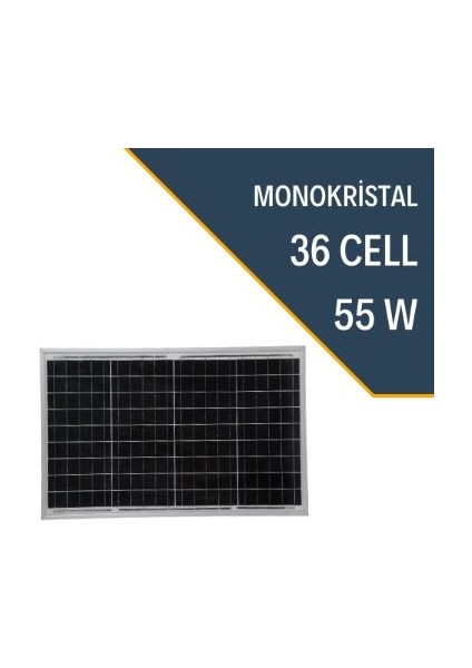 55W Monokristal Güneş Paneli