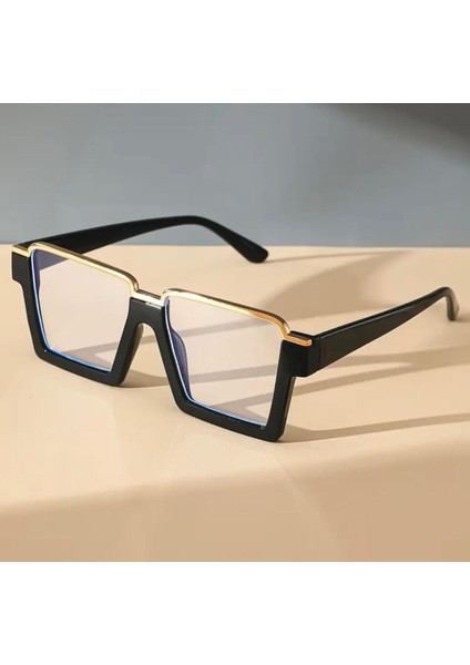 Kare Çerçeveli Retro Gözlük Siyah-Gold Renk fiyatları