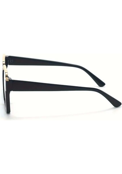 Kare Çerçeveli Retro Gözlük Siyah-Gold Renk modelleri