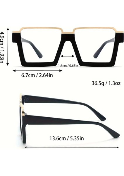 Kare Çerçeveli Retro Gözlük Siyah-Gold Renk fırsatları