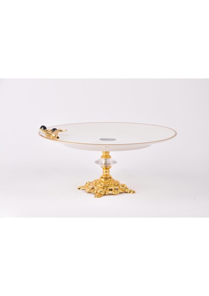 Oliva Siyah-Gold Yaldızlı Porselen 25CM Sunumluk Ayaklı 25X25X6CM