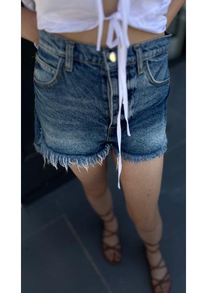 Tasarım Denim Şort Etek
