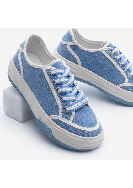 Kadın Sneaker Bağcıklı Keten Spor Ayakkabı Dofkin