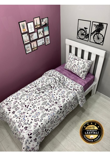 Çetinhome Çarşafı Lastikli Tek Kişilik Nevresim Takımı Larin