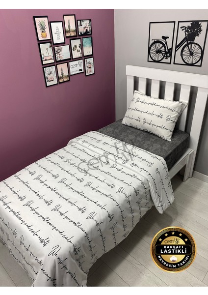 Çetinhome Çarşafı Lastikli Tek Kişilik Nevresim Takımı Latin Beyaz fırsatları