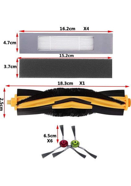N8 T8 Için 1 Ana Fırça 4 Filtre 6 Yan Fırça (Yurt Dışından)