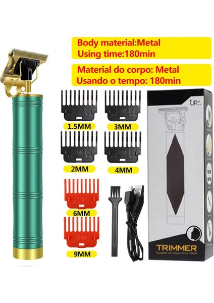 Yeşil Stil T9 USB Şarj Elektrikli Saç Kesme Makinesi Şarj Edilebilir Yeni Saç Kesme Makinesi Adam Tıraş Makinesi Düzeltici Erkekler Için Berber Profesyonel Sakal (Yurt Dışından)