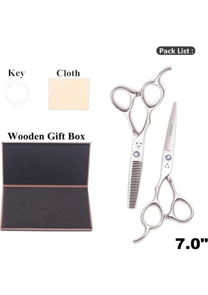 8000 Yin Dui 7.0 O Tarzı 7.0 Saç Veya Sol El Profesyonel Kuaför Veya Berber Veya Set Tg Saç Kesme Makası Kuaför# (Yurt Dışından)