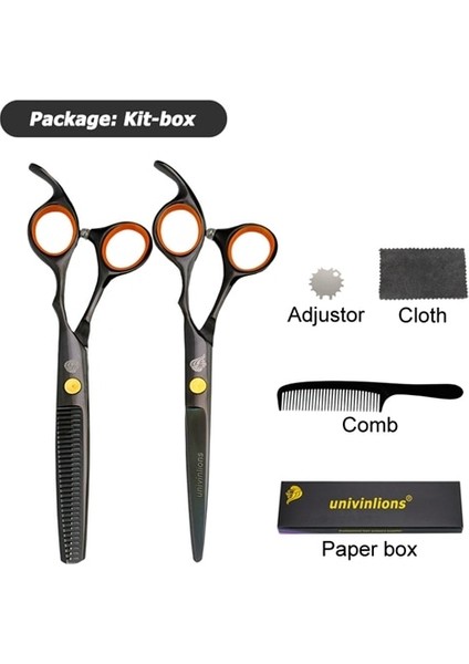6003-KIT Stili Univinlions 6 "saç Ors Siyah Berber Makası Berber Tg Ors Kuaför Için Profesyonel Berber Seti Kuaför (Yurt Dışından)