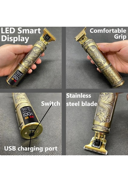 Kutu Stili Yeni USB Şarj Edilebilir Kel Kafalı Saç Kesme Makinesi Elektrikli Saç Düzeltici Akülü Tıraş Makinesi Giyotin 0mm Erkek Berber Saç Kesme Makinesi (Yurt Dışından) fiyatları