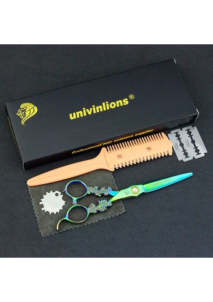 6055-İNCELEME Stili 6 "univinlions Gökkuşağı Profesyonel Berber Ors Kuaförlük Kesim Saç Modeli Salon Makasları Japon Saç Kesme Makası (Yurt Dışından) indirimleri