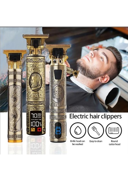 PLASTIKBUDDHA6TARAK Stili Vintage T9 Elektrikli Saç Kesme Makinesi Saç Kesme Makinesi Profesyonel Erkek Elektrikli Tıraş Makinesi Şarj Edilebilir Berber Düzeltici Erkekler Için USB (Yurt Dışından) indirimleri