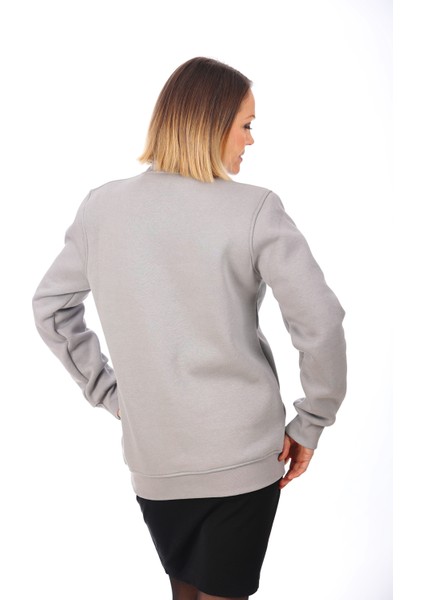 Pamuklu Gri Oversize "let The Show Begin" Baskılı Sweatshirt fırsatları