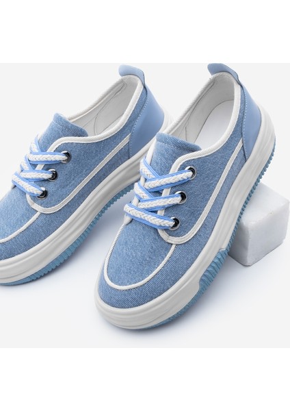 Kadın Sneaker Bağcıklı Keten Spor Ayakkabı Rotvi