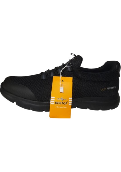 Bestof Siyah Lastikli Hafif Unisex Yürüyüş Günlük Ayakkabı