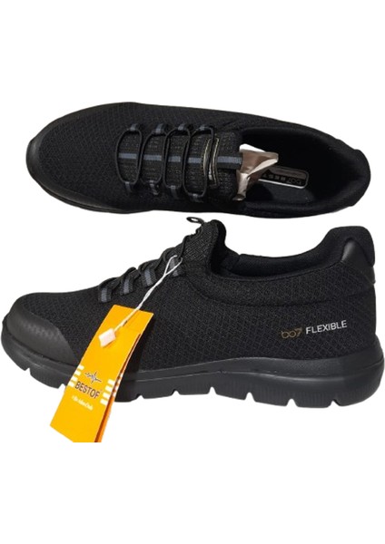 Bestof Siyah Lastikli Hafif Unisex Yürüyüş Günlük Ayakkabı