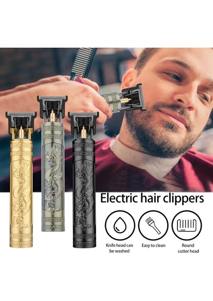 Siyah1 Tarzı Vintage T9 Elektrikli Saç Kesme Makinesi Saç Kesme Makinesi Profesyonel Erkek Tıraş Makinesi Şarj Edilebilir Berber Giyotin Erkekler Için Ejderha Buda (Yurt Dışından) modelleri