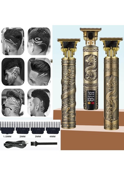 Kutu Stili Yakın Kesim Dijital Kuaför Elektrikli Saç Kesme Makinesi Profesyonel Berber Erkekler Saç Düzeltici Şarj Edilebilir 0mm T-Bıçak Makinesi (Yurt Dışından) modelleri