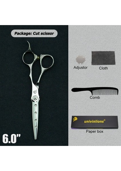 6023-CUT Stili Univinlions 6 "saç Ors Siyah Berber Makası Berber Tg Ors Kuaför Için Profesyonel Berber Seti Kuaför (Yurt Dışından)