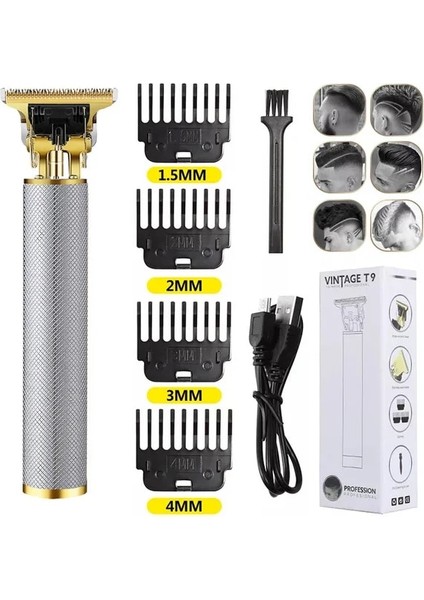 Beyaz Stil T9 Saç Kesme Makinesi Erkekler Jileti Sakal Tıraş Makinesi Giyotin Berber Elektrikli Tıraş Makinesi Erkekler Için Profesyonel Ücretli Sakal Düzeltici (Yurt Dışından)