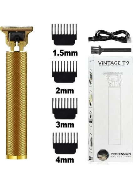Altın Tarzı Yeni T9 USB Elektrikli Saç Kesme Makineleri Şarj Edilebilir Tıraş Makinesi Sakal Düzeltici Profesyonel Erkek Saç Kesme Makinesi Sakal Berber Saç Kesim (Yurt Dışından)