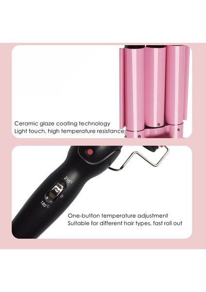 Yeni Pembe 22 mm Abd Tarzı mm Saç Maşası Seramik Üçlü Varil Saç Bigudi Ütüler Saç Dalgası Waver Şekillendirici Araçları Profesyonel Saç Şekillendirici Değnek (Yurt Dışından)