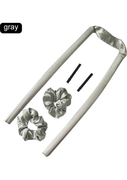 Gri Stil Uzun Saçlar Için Isısız Saç Maşaları Saç Bağları ve Klipleri ile Isısız Kıvırma Çubuğu Kafa Bandı Saç Şekillendirme Seti (Yurt Dışından)
