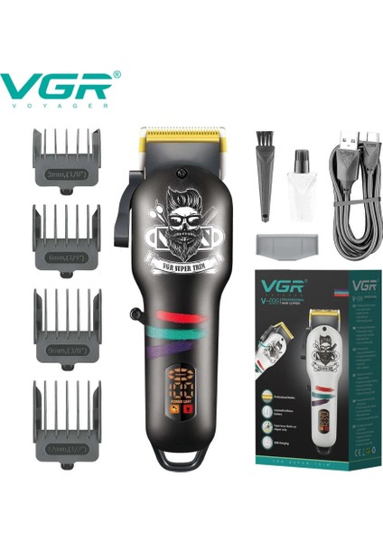 Turuncu Tarzı Vgr Saç Düzeltici Akülü Saç Kesme Makinesi Elektrikli Saç Kesme Makinesi Profesyonel Berber Dijital Ekran Giyotin Erkekler Için (Yurt Dışından)