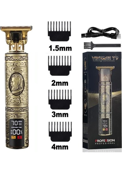 Turuncu Tarzı Yakın Kesim Dijital Kuaför Elektrikli Saç Kesme Makinesi Profesyonel Berber Erkekler Saç Düzeltici Şarj Edilebilir 0mm T-Bıçak Makinesi (Yurt Dışından)