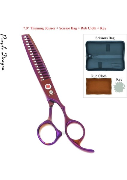 B0021B-04-70 Stili Purple Dragon 7.0" Petors Köpekler Bakım Kesme Makası Tg Clippers Kavisli Tijeras Forseps Köpek Güzellik Araçları B0021B (Yurt Dışından)