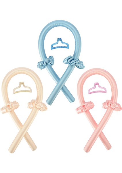 B Klipsiz 05 Stili Heatless Curling Rod Headband - Lazy Curler Set No Heat Curls Silk Ribbon Hair Rollers Sleeping Soft Headband Wave Hair Curlers (Yurt Dışından) modelleri