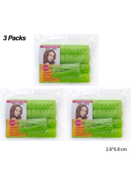 28 mm Tarzı 3 Packsset Plastik Saç Silindirleri Saç Kiti ile Soğuk Perma Çubukları Bigudi Çubukları Air Bang Clip Curling Kabarık Dalgalı Make (Yurt Dışından)