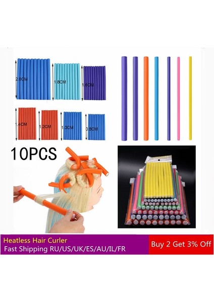 24X1.2CM 10 Adet Stil Saç Bukle Maşası Magic Air Saç Silindirleri Yumuşak Köpük Bendy Twist Magic Flexi Çubuklar Şekillendirici Saç Çubukları Aracı Rastgele Renk (Yurt Dışından)
