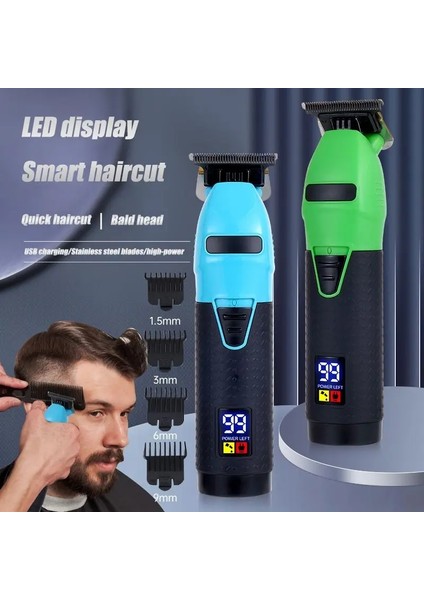 Yeşil Stil Yeni Erkek Ev Yağ Kafa Kesme Makinesi LCD Dijital Ekran Elektrikli Berber Saç Düzeltici Yüksek Güçlü Gravür Kesme Kuaför Salonu Için (Yurt Dışından) fiyatları