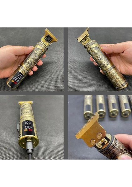 Yeşil Stil Yakın Kesim Dijital Kuaför Elektrikli Saç Kesme Makinesi Profesyonel Berber Erkekler Saç Düzeltici Şarj Edilebilir 0mm T-Bıçak Makinesi (Yurt Dışından) fiyatları