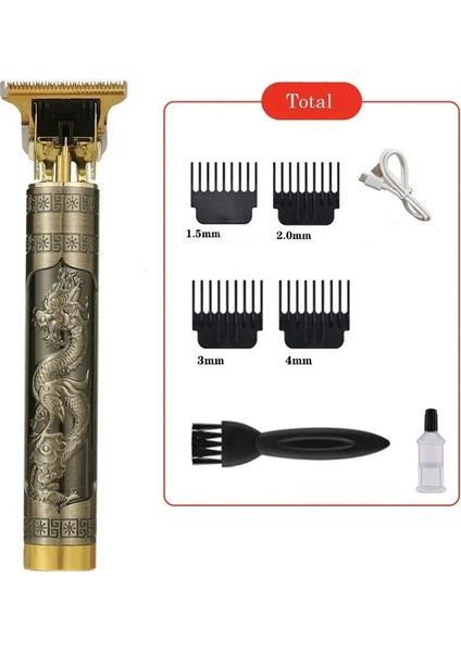 Dragon-Usb Elektrikli USB Güçlü Motor Su Geçirmez Işık Kafa Yağ Kafa Oyma Işareti Jilet Saç Kesme Makinesi (Yurt Dışından)