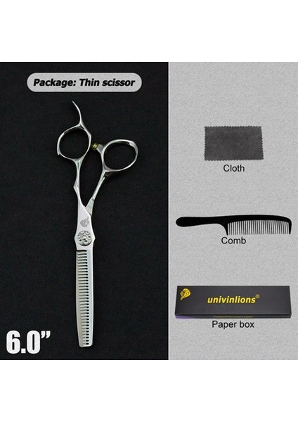 6021-İNCE Stil Univinlions 6 "saç Ors Siyah Berber Makası Berber Tg Ors Kuaför Için Profesyonel Berber Seti Kuaför (Yurt Dışından)