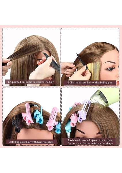 Siyah Stil Hacim Veren Saç Kökü Klip Seti Saç Kökü Kendinden Kavramalı Saç Rulosu Sıçan Kuyruğu Tarak ile Doğal Kabarık Kıvırcık Saç Şekillendirici Aracı (Yurt Dışından) fırsatları