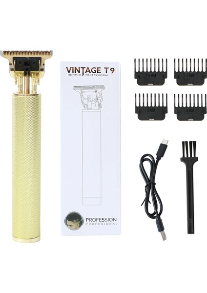 Altın Tarzı Clipper Saç Kesme Makinesi Giyotin Erkekler Için Tıraş Makinesi Profesyonel Jilet Elektrikli Tıraş Makinesi T9 Sakal ve Bıyık Düzeltici (Yurt Dışından)