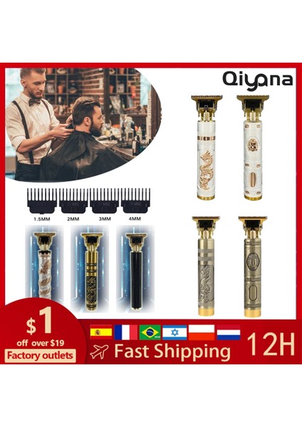 Altın Tarzı Clipper Saç Kesme Makinesi Giyotin Erkekler Için Tıraş Makinesi Profesyonel Jilet Elektrikli Tıraş Makinesi T9 Sakal ve Bıyık Düzeltici (Yurt Dışından) fiyatları
