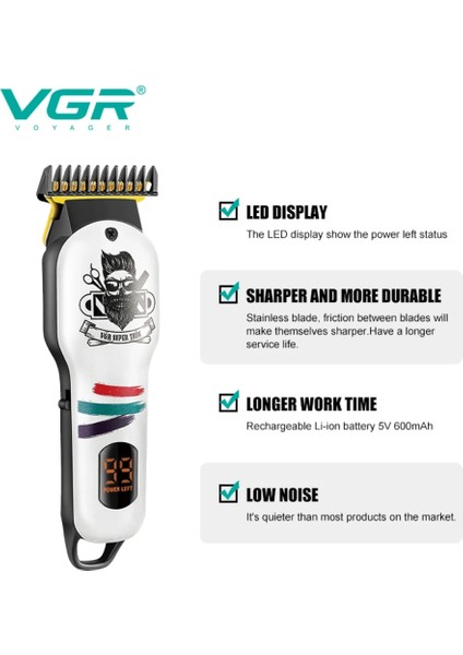 Mor Tarzı Vgr Saç Düzeltici Akülü Saç Kesme Makinesi Elektrikli Saç Kesme Makinesi Profesyonel Berber Dijital Ekran Giyotin Erkekler Için (Yurt Dışından) modelleri