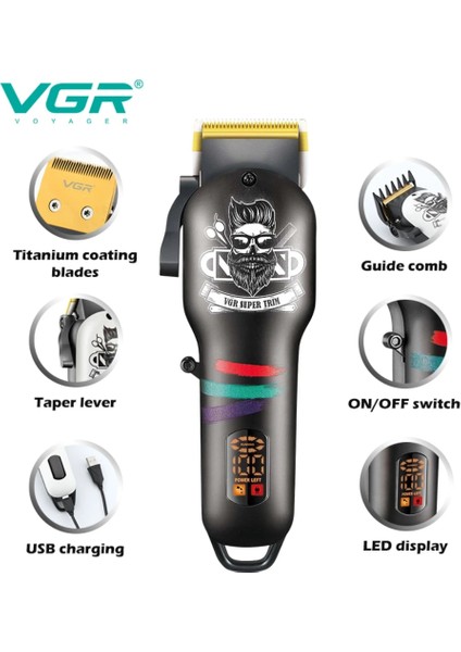 Mor Tarzı Vgr Saç Düzeltici Akülü Saç Kesme Makinesi Elektrikli Saç Kesme Makinesi Profesyonel Berber Dijital Ekran Giyotin Erkekler Için (Yurt Dışından) fırsatları