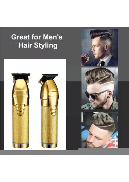 Gümüş Tarzı Profesyonel Saç Düzeltici Altın Erkekler Için Şarj Edilebilir Berber Akülü Saç Kesme T Makinesi Saç Şekillendirici Sakal Düzeltici V4D1 (Yurt Dışından) fiyatları