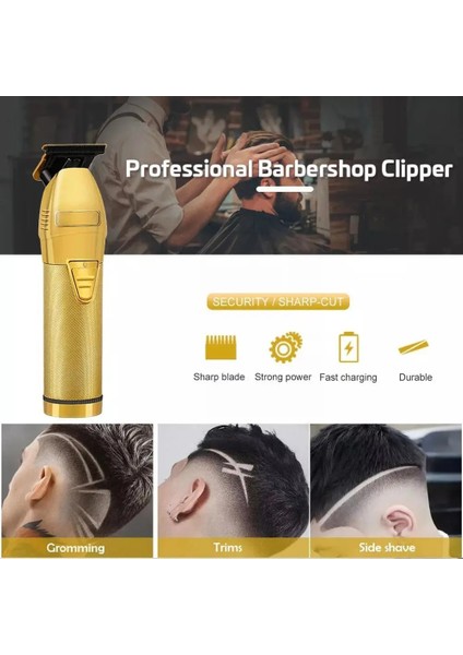 Gümüş Tarzı Profesyonel Saç Düzeltici Altın Erkekler Için Şarj Edilebilir Berber Akülü Saç Kesme T Makinesi Saç Şekillendirici Sakal Düzeltici V4D1 (Yurt Dışından) indirimleri