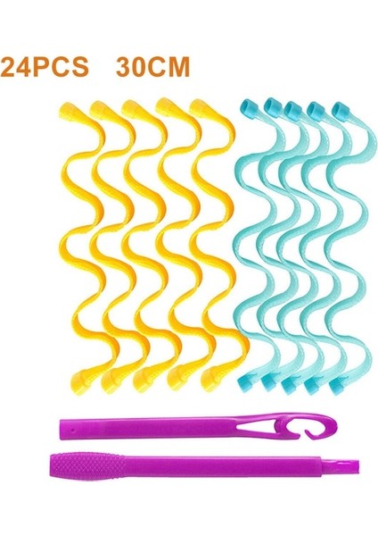 24 Adet 30CM Tarzı Sihirli Saç Bigudi Dıy Taşınabilir Curling Lrons Dalga Curling Lrons Dayanıklı Güzellik Makyaj Curling Şekillendirici Araçları (Yurt Dışından)