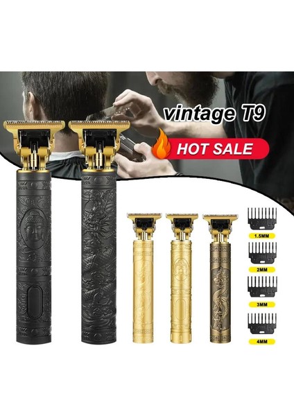 Altın2 Tarzı T9 USB Saç Kesme Makinesi Erkekler Için Sakal Tıraş Makinesi Saç Yeni Berber Sakal Düzeltici Elektrikli Saç Kesme Makinesi Profesyonel Vintage T9 (Yurt Dışından)