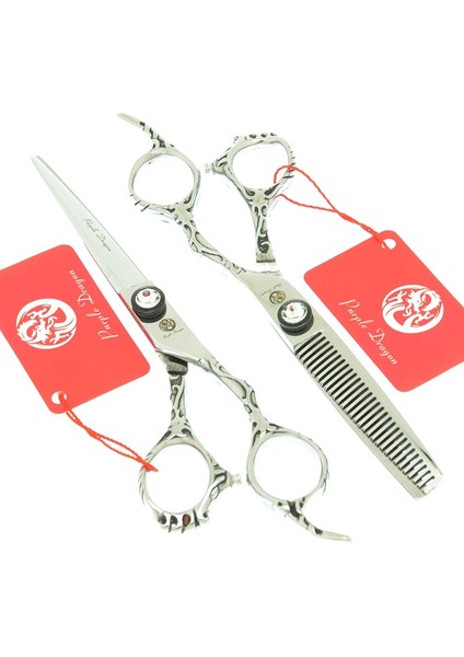 A0170B-03-60 Stili Yüksek 6.0 "japa Berber Kesme Veya Salon Kuaförler Için Maya Saplı Mor Ejderha Saç Makası A0073B (Yurt Dışından)