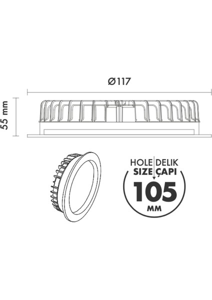 8 Watt Sıvaaltı Downlight modelleri