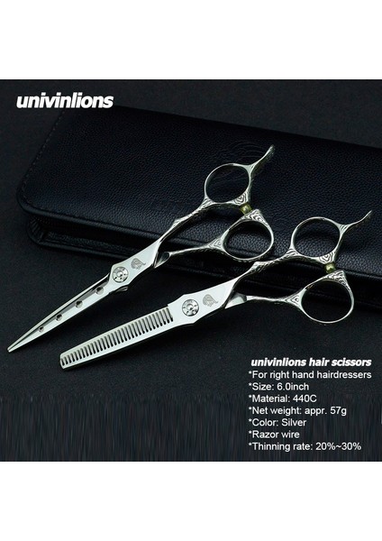 6021-CUT Stili Univinlions 6 "saç Ors Siyah Berber Makası Berber Tg Ors Kuaför Için Profesyonel Berber Seti Kuaför (Yurt Dışından) modelleri