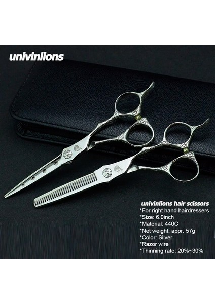 6047H-CUT Stili Univinlions 6 "saç Ors Siyah Berber Makası Berber Tg Ors Kuaför Için Profesyonel Berber Seti Kuaför (Yurt Dışından)